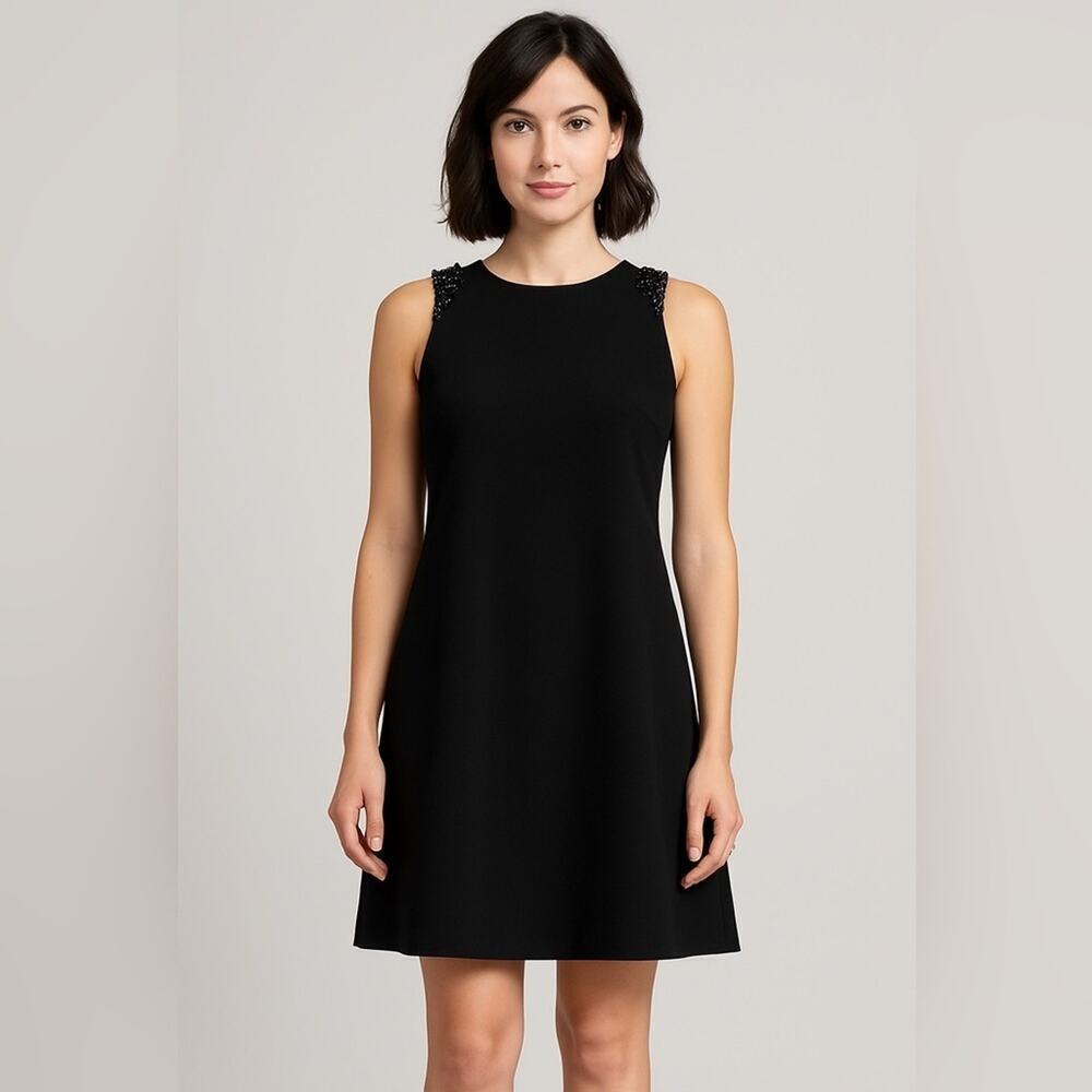 Taylor Black Jeweled Sleeveless Dress Women’s Size 4